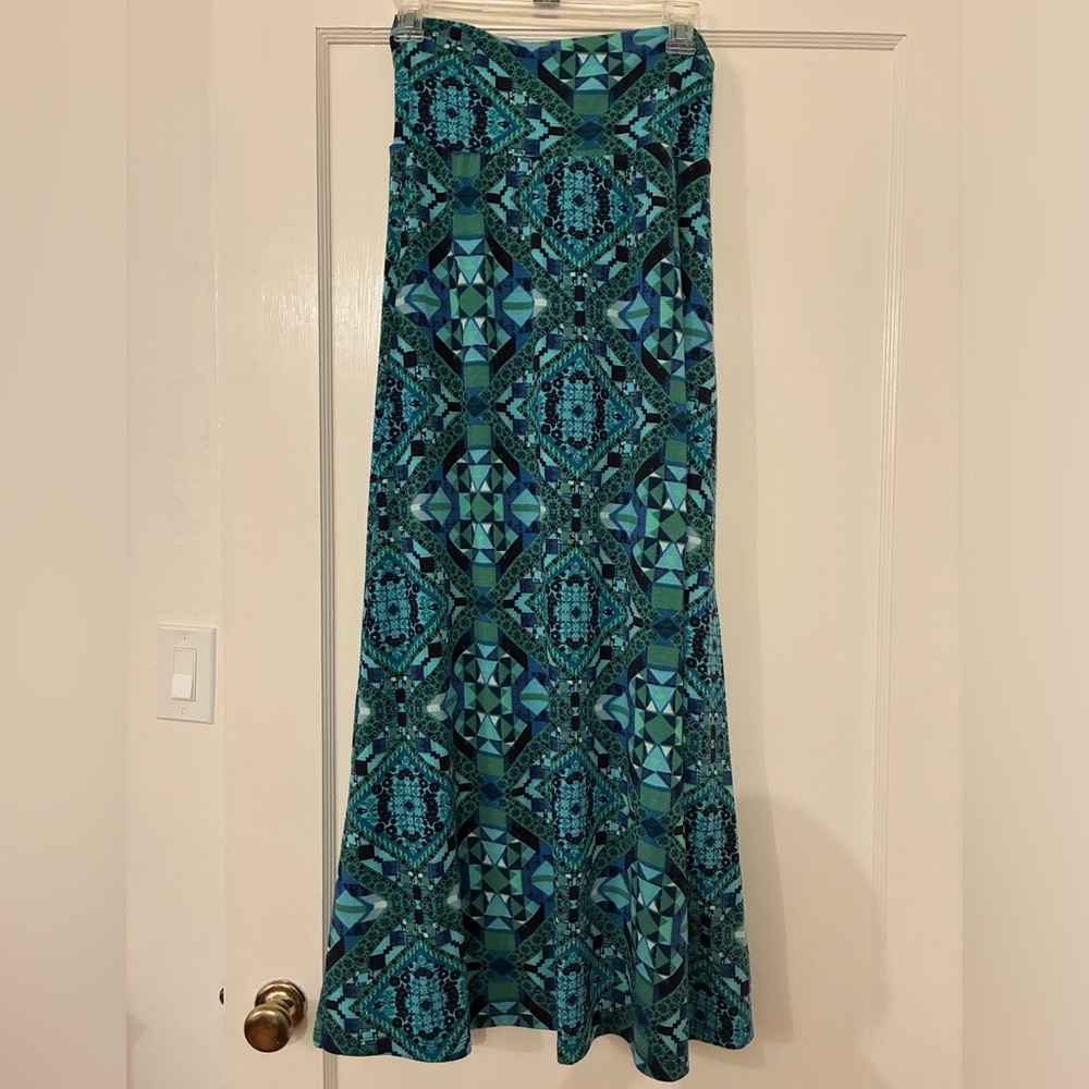 Mossimo Supply Co. Teal Geometric Maxi Skirt